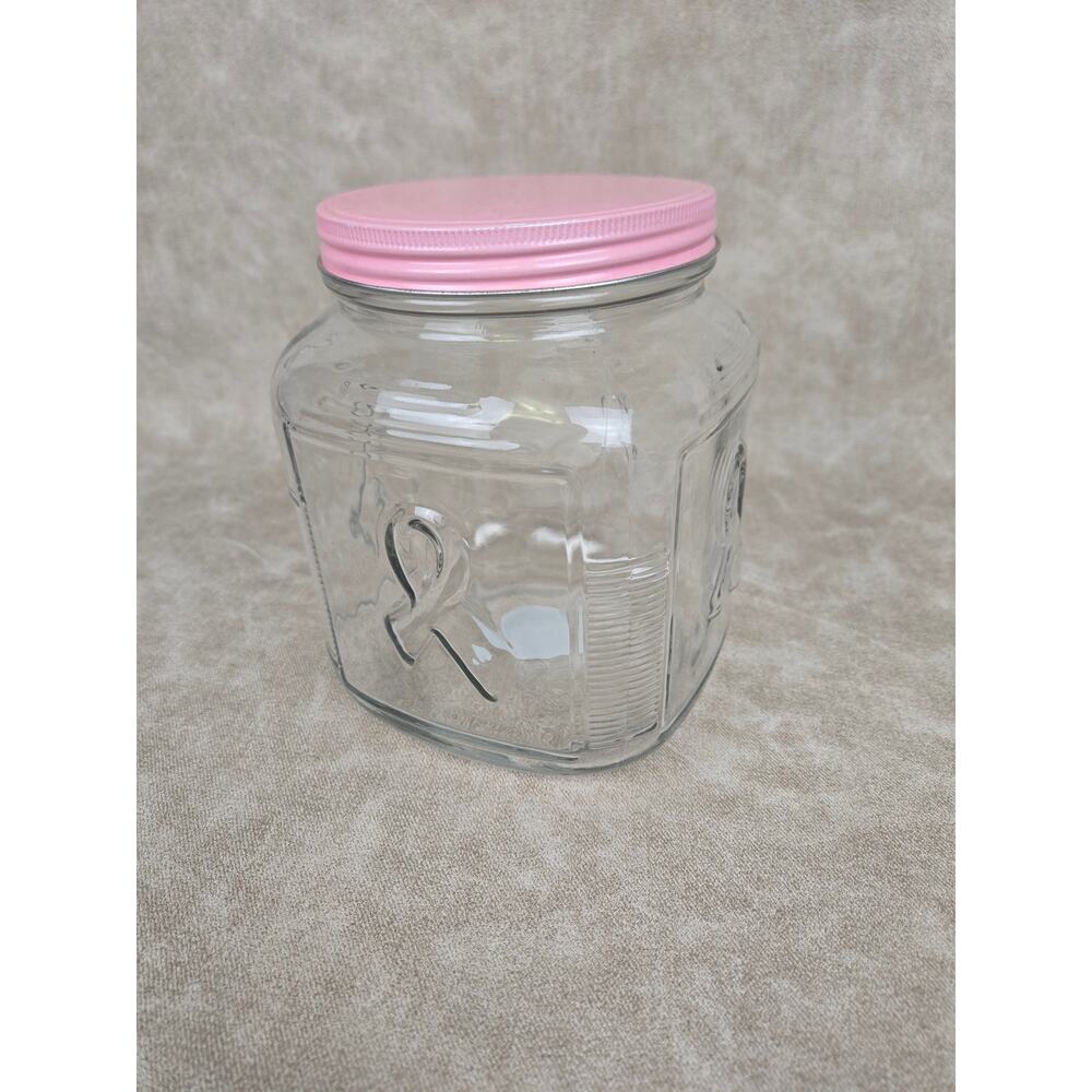 Breast Cancer Awareness Glass Cookie Jar